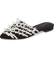 Cecelia New York Nox Knot Mule Black White Pointed Toe Flats Slide Sandals