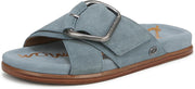 Sam Edelman Darla Coastal Blue Buckle Detail Round Open Toe Slip On Flat Sandals