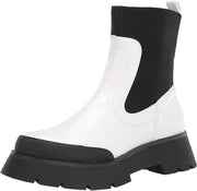 Circus By Sam Edelman Larissa White Rounded Toe Pull On Chunky Heel Ankle Boots