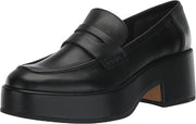 Dolce Vita Yanni Black Leather Slip On Round Toe Block Heeled Fashion Loafers