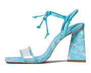 Schutz Gianna Transparente/River Acqua/White Squared Open Toe Heeled Sandals