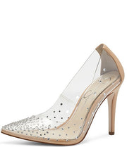 Jessica Simpson Pixera3 Rhinestones Embellished Pointed Toe Stiletto Pumps Clear