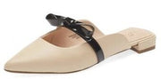 Cecelia New York Bethel Flat Mule Leather Bow Slip On Pointed Toe Flat Sandals