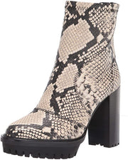 Vince Camuto Erettie Black White Snake Fashion Platform Block High Heel Booties