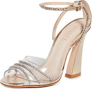 Schutz Rowenah Platina Clear Straps Crystals Ankle Strap Open Toe Heel Sandals
