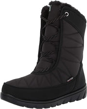 Kamik Hannah Black Rounded Toe Pull On Fur Trim Waterproof Mid-Calf Snow Boots