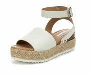 Soda Topic Off White Open Toe Buckle Ankle Strap Espadrilles Platform Sandal