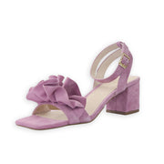 Cecelia New York Heather Mauve Suede Open Toe Ankle Strap Block Heel Sandals
