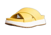 Cecelia New York UMA Yellow Platform Criss Cross Straps Wedge Slide Mule Sandals