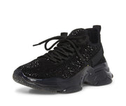 Steve Madden Maxima Lace Up Low Top Sneakers Boyfriend Chunky Platform Black