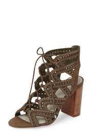 1.State Kayley Grasshopper Caged Embellished Lace Up Block Heel Open Toe Sandals