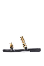 Cape Robbin Goldie Black OPen Toe Mule Flat Classic Slip-On Comfort Slide Sandal