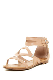 Breckelles Ruby-61 Natural Fashion Zipper Open Toe Flat Gladiator Sandals