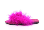 Cape Robbin Gale Fucshia Feather Furry Flat Thong Flip Flop Fashion Slide Sandal