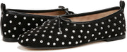 Sam Edelman Ari Black Suede Gem Slip On Pointed Toe Flexible Ballet Flats