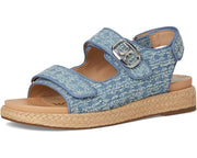 Sam Edelman Arlo Montrose Blue Open Toe Velcro Straps Raffia Sport Sandals