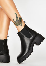 Steve Madden Women's Howler Block Heel Platform Ankle Boots Black Leather (9, BLACK)