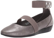 Aerosoles Dark Silver Metal Embellished Slip On Round Toe Mule Wedge Sandals