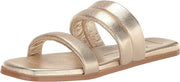 Dolce Vita Adore Gold Metallic Leather Slip On Strappy Open Squared Toe Sandals