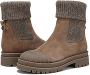 Sam Edelman Steele Sepia Taupe Rounded Toe Pull On Chunky Lug Sole Ankle Booties