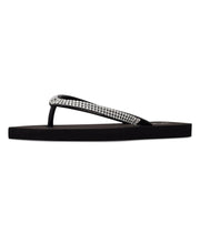 Nine West FLIPS8 Black Rhinestones Slip On Flat Flip Flops Thong Sandals