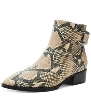 Steve Madden Ringer Natural Multi Snake Pointed Toe Riding Boot Ankle Booties
