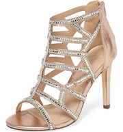 LAUREN LORRAINE Rae Rhinestone Caged Evening Dress Prom Wedding Pumps Sandals