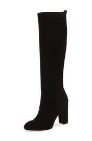 Sam Edelman Caprice Black Suede Knee-High Block Heel Round Toe Dress Boots