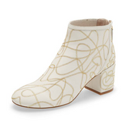 Cecelia New York Nolton White Swirl Modern Block Mid Heel Zipper Ankle Boots