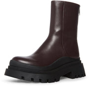 Steve Madden Turf Brown Leather Fashion Rounded Closed Toe Chunky Ankle Booties