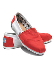 Mens Toms Campus Classics- University of Alabama Shoes Red / White Slip-On