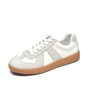 BEAU TODAY Fashion Leather Casual Lace Up Comfortable Tennis Running Shoes 7.5