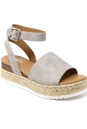 Soda Topic Gray Espadrilles Flatform Embellished Wedge Ankle Strap Open Toe Sandals (9 M US, Gray Nubuck)