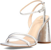 Sam Edelman Kia Soft Silver Smooth Leather Open Toe Ankle Strap Wide Sandals