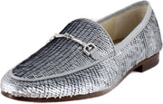 Sam Edelman Loraine Matte Silver Sequin Chain Detailed Slip On Flat Vamp Loafers