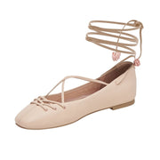 Dolce Vita Beate Light Pink Leather Tie Up Rounded Toe Fashion Ballet Flats