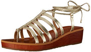 Lucky Brand Hulumi Light Gold Fashion Lace Up Low Wedge Heeled Sandalas