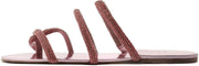 Schutz Phoebe Light Rose Embellished Multistraps Slip On Open Toe Flat Sandals