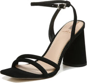 Sam Edelman Kia Black Suede Open Toe Ankle Strap Block Heeled Dress Sandals