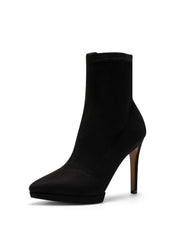 Jessica Simpson Valyn High Stiletto Heel Pointed Toe Platform Sock Booties Black