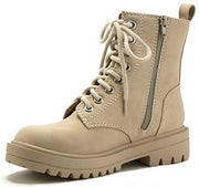 Soda Firm Beige Nbpu Lace Up Chunky Platform Classic Combat Ankle Booties