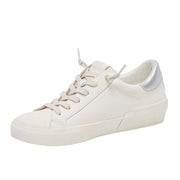 Dolce Vita Zina 360 White/Silver Recycled Leather Lace Up Low Top Fashion Sneakers