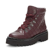 Vince Camuto MAISSA Burgundy Lace Up Moto ankle Bootie Chain Combat Boots