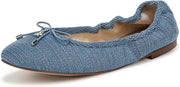 Sam Edelman Felicia Vintage Denim Leather Slip On Rounded Toe Bow Ballet Flats