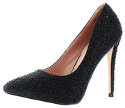 Lauren Lorraine Samantha Black Sparkle Crystalized Dress Fashion Stiletto Pumps
