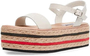 Steve Madden Zella Bone Multi Fashion Buckle Espadrille Flatform Wedge Sandals