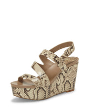 Vince Camuto Velley Oatmeal Multi Leather Caged Strappy Platform Wedge Sandals