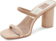 Dolce Vita Noles Dune Suede Slip On Squared Open Toe Strappy Heeled Sandals