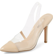 Charles David Madalyn Clear Transparent Cushioned Footbed Slingback Heel Pumps