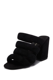 Kelsi Dagger Mell Black Leather Mule Slip On Wrapped Heeled Open Toe Sandals